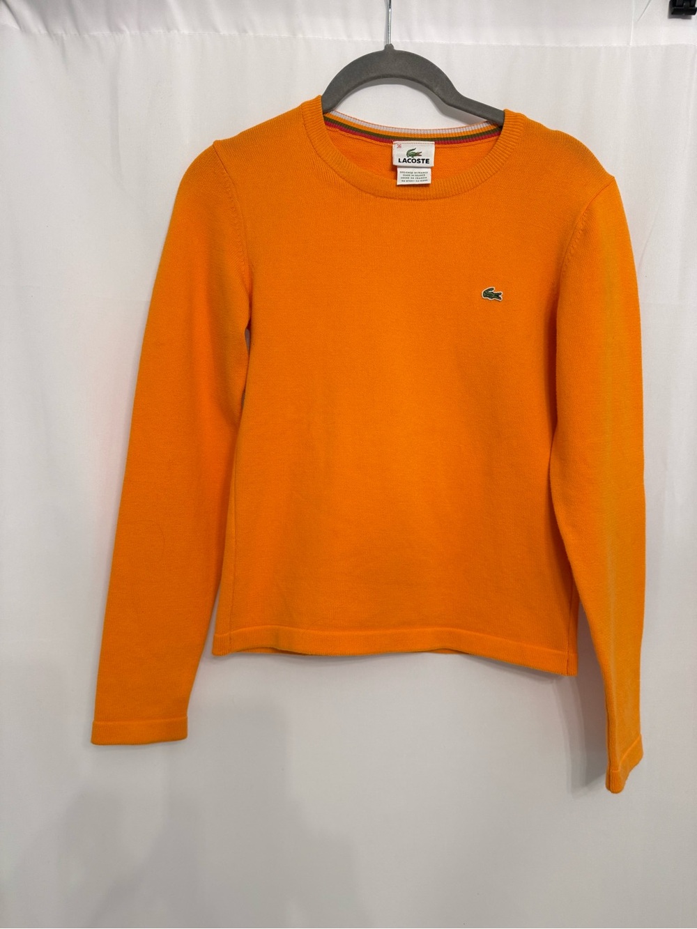 Vintage Collector Lacoste Made in France Orange Crewneck Knit Sweater XS-S FR 36 - Picture 17 of 17